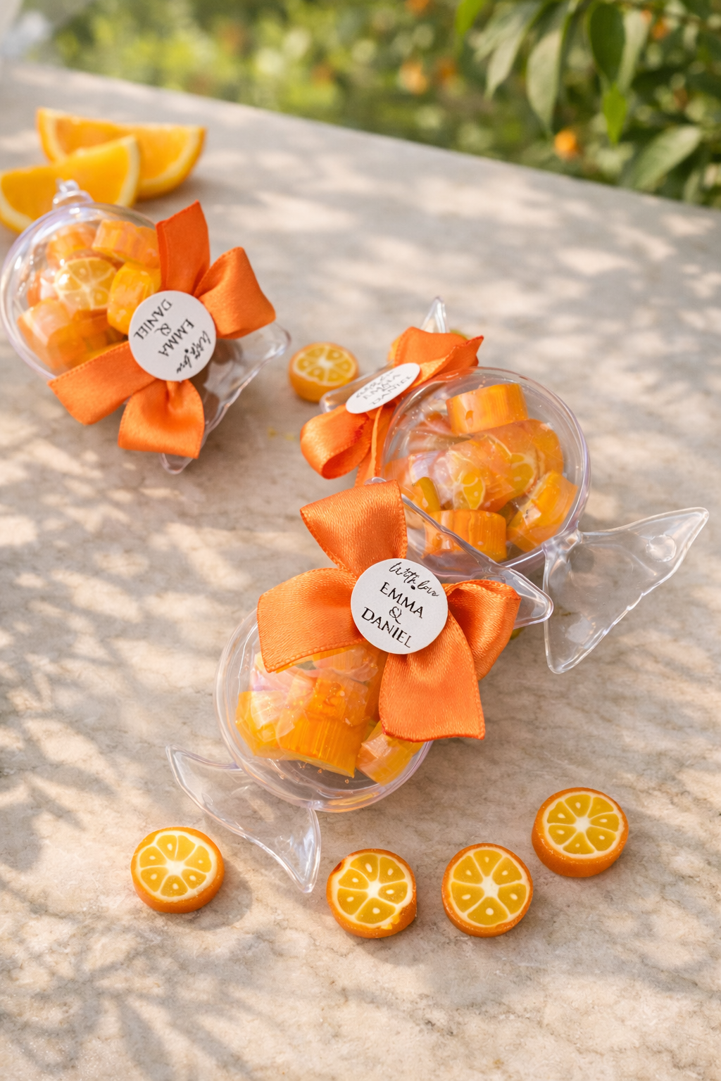 Personalized Citrus Candy Favor – Orange Wedding Gift Box | Amalfi Theme Favor
