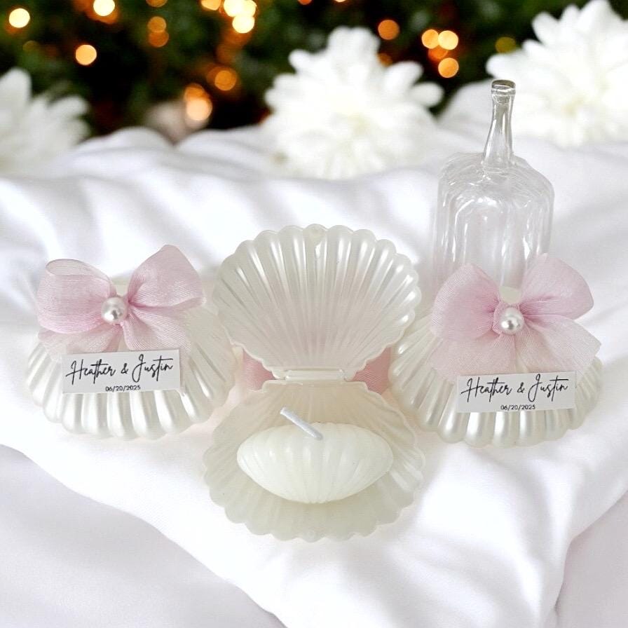 Personalized Sea Shell Candle Favors: Coastal Wedding Bridal Shower - Image 5