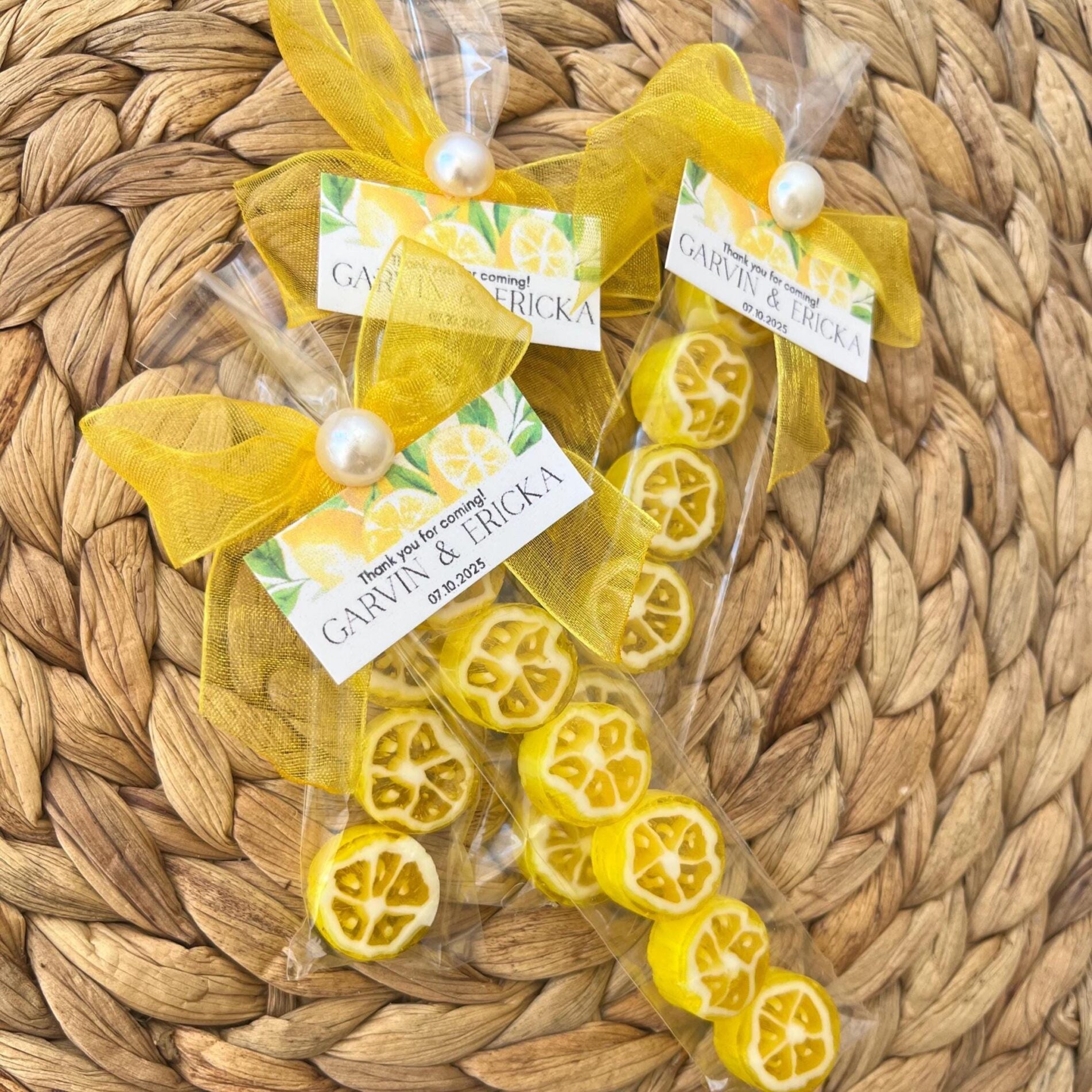 Alternative view of 100 Pieces Lemon Candy Wedding Favors: Amalfi Theme, Personalized Tags