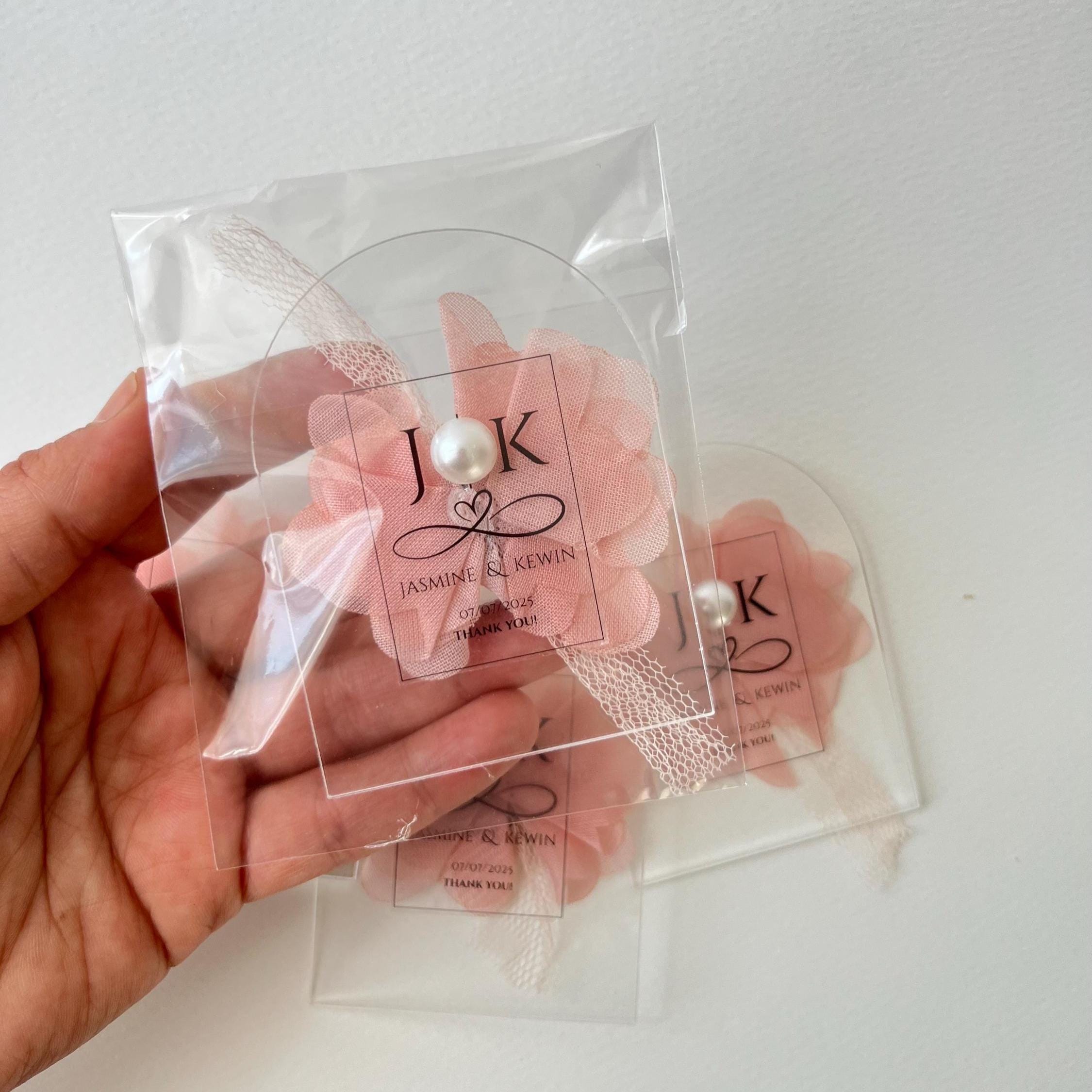 Personalized Floral Magnet Wedding Favors: Acrylic, Tulle & Faux Pearl - Image 8