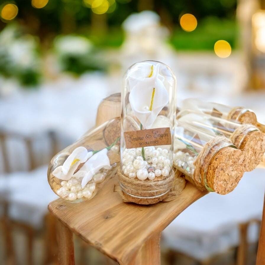 Alternative view of Personalized Wedding Favor • Glass Dome, Calla Lily & Pearls