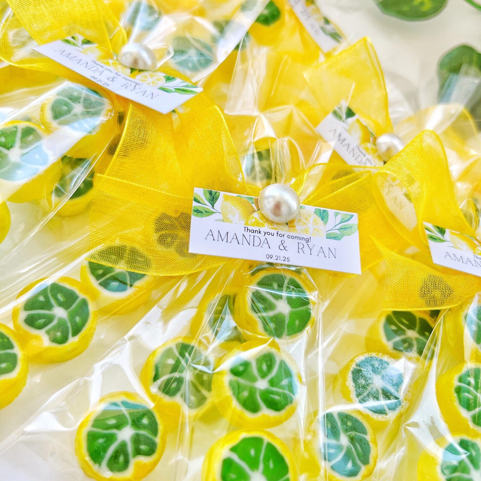 Personalized Lemon Candy Wedding Favors: Amalfi Italian Theme, Sweet Candy Gifts