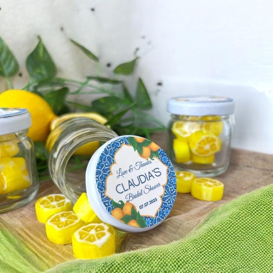 Amalfi Lemon Candy Wedding Favors: Personalized Citrus Sweets, Positano Favor