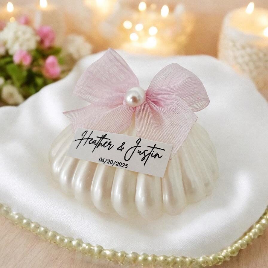 Personalized Sea Shell Candle Favors: Coastal Wedding Bridal Shower - Image 9