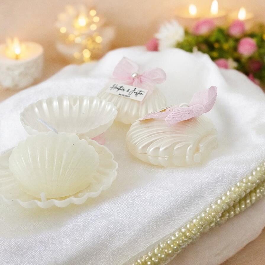Personalized Sea Shell Candle Favors: Coastal Wedding Bridal Shower - Image 10