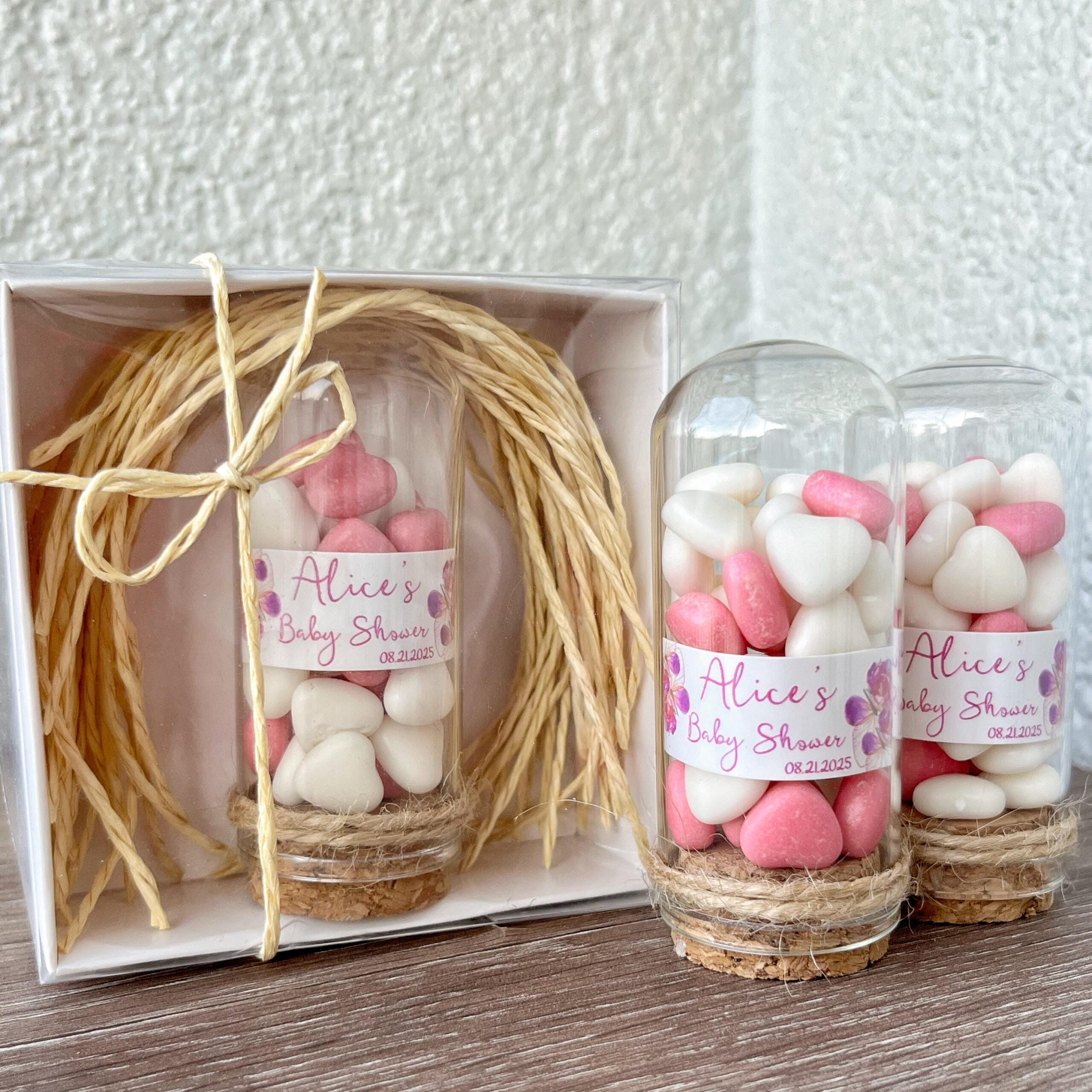 Personalized Glass Dome Birthday Favors: Heart Candy, Jute Wrap, Edible Party Favor - Image 7