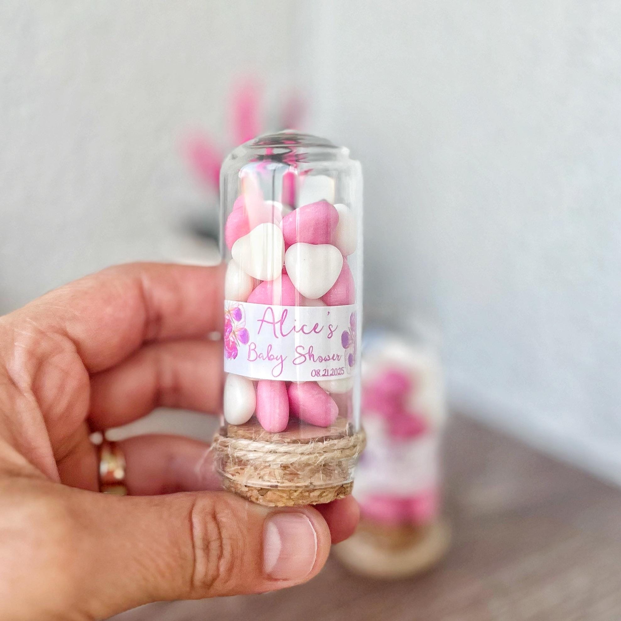 Personalized Glass Dome Birthday Favors: Heart Candy, Jute Wrap, Edible Party Favor - Image 8