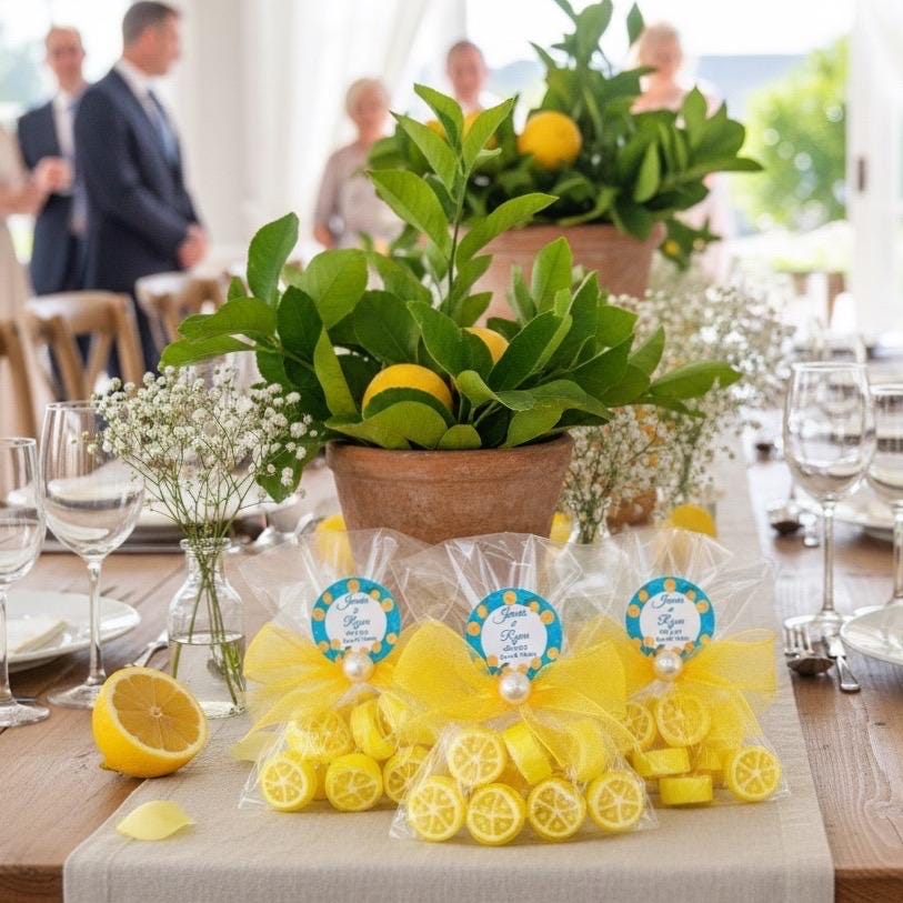 Amalfi Lemon Candy Wedding Favors: Positano Bridal Shower Guest Gifts,