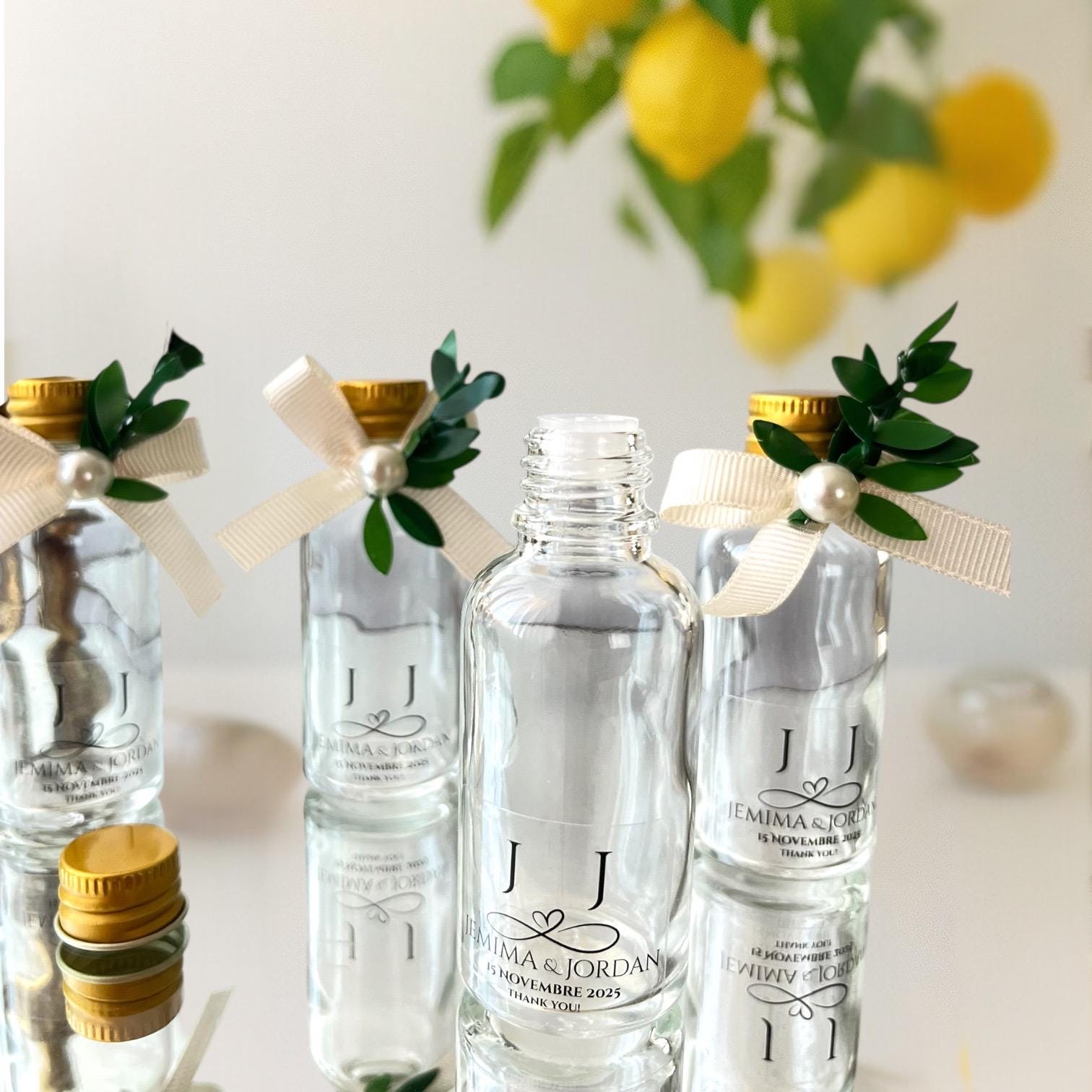 Personalized Amalfi Wedding Favor Bottle • Olive Leaf & Pearl Decor - Image 7