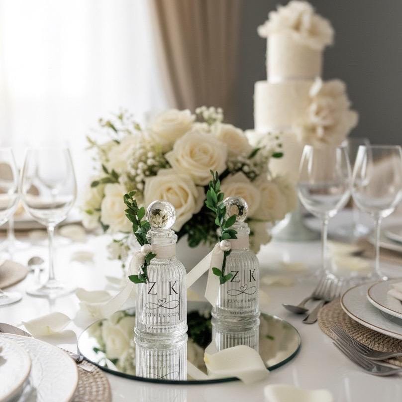 Alternative view of Personalized Floral Glass Bottle Favor, Baptism, Wedding, Communion Keepsake