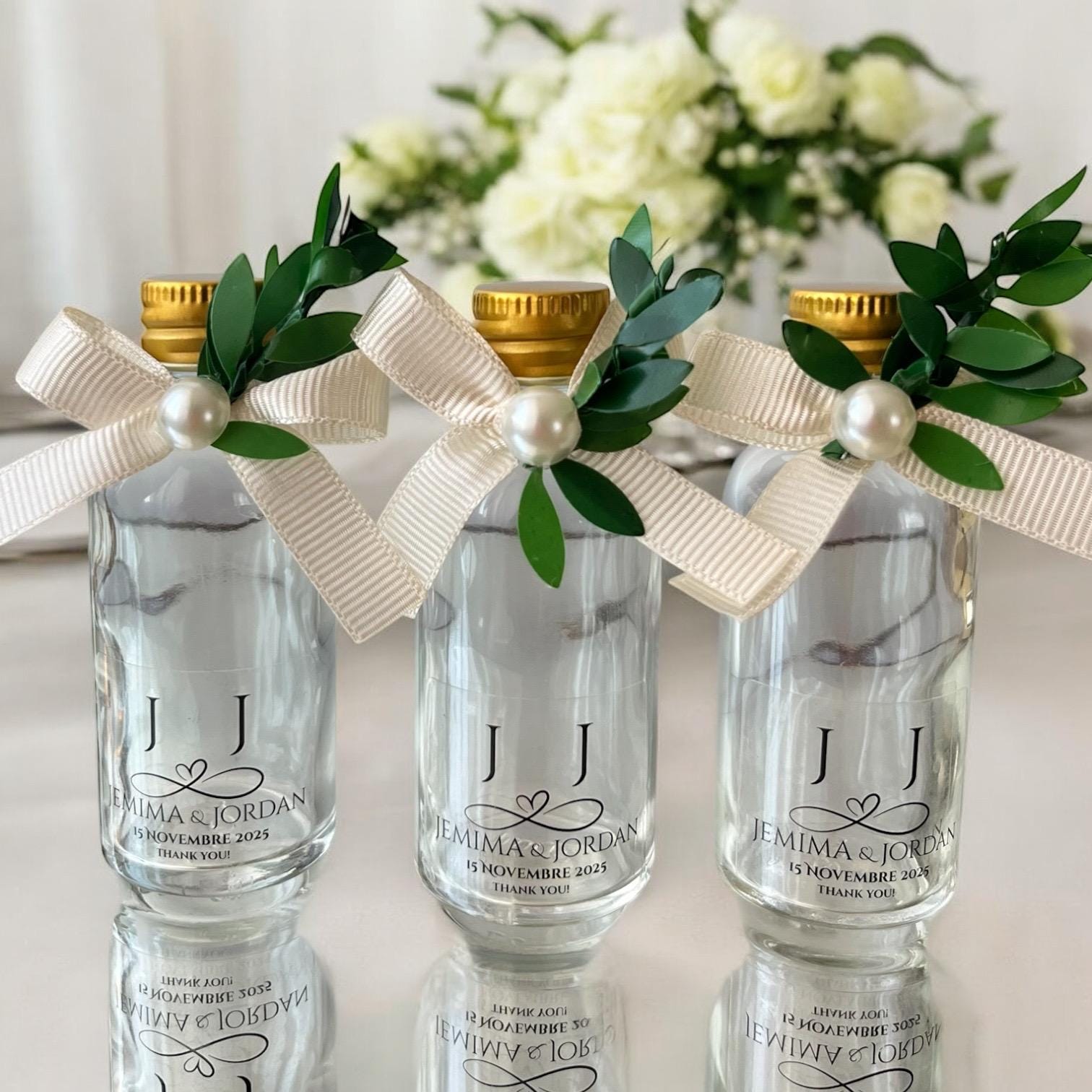 Personalized Amalfi Wedding Favor Bottle • Olive Leaf & Pearl Decor - Image 8