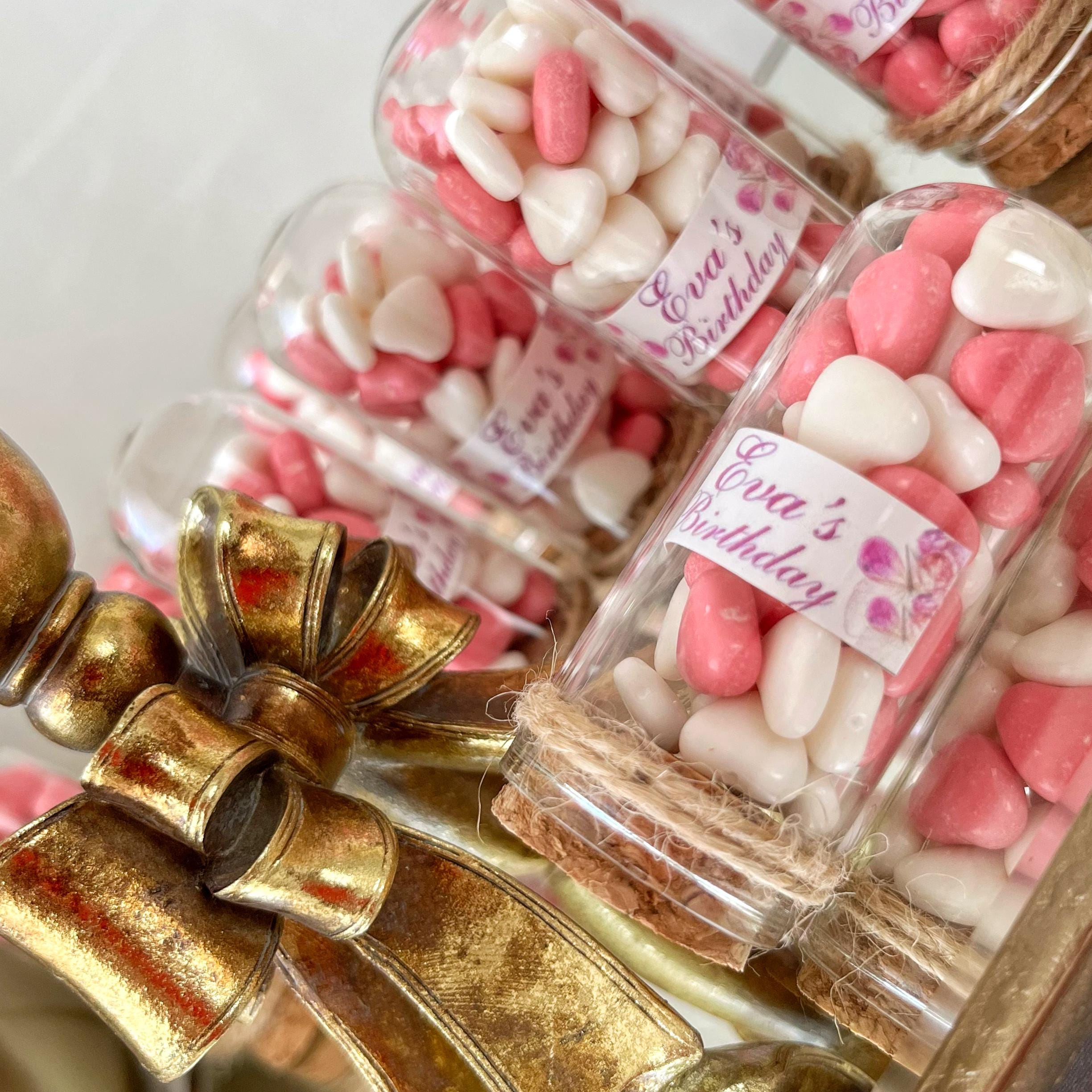 Personalized Glass Dome Birthday Favors: Heart Candy, Jute Wrap, Edible Party Favor - Image 5