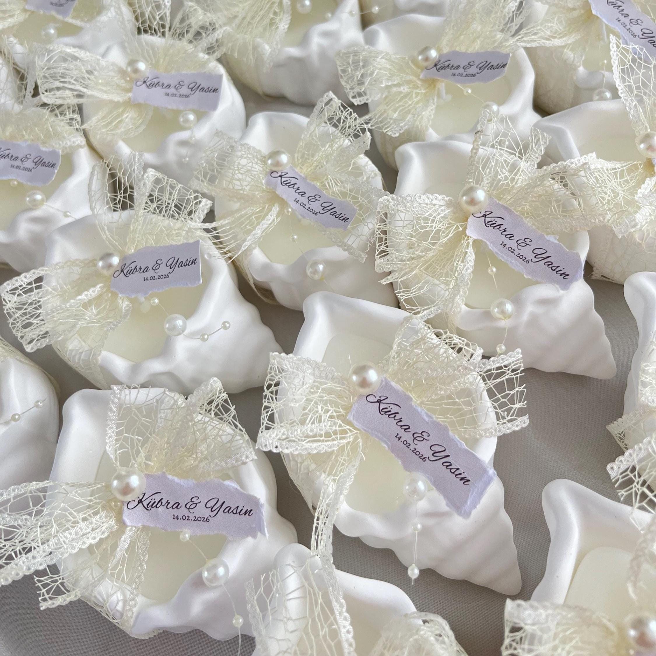 Personalized Sea Shell Candle Favors, Coastal Wedding Gift, Bridal Shower favors, Beach Party Decor - Image 5