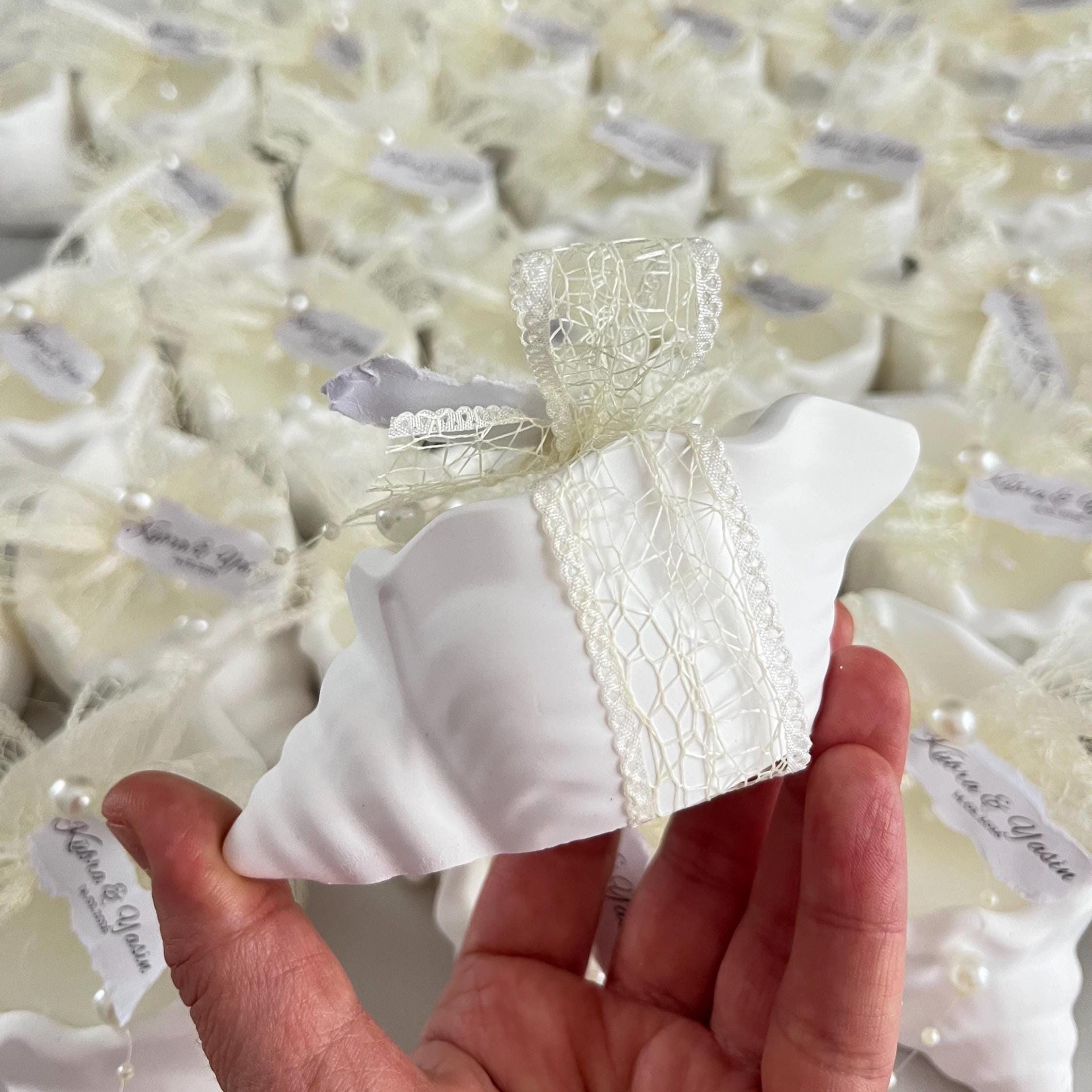 Personalized Sea Shell Candle Favors, Coastal Wedding Gift, Bridal Shower favors, Beach Party Decor - Image 3