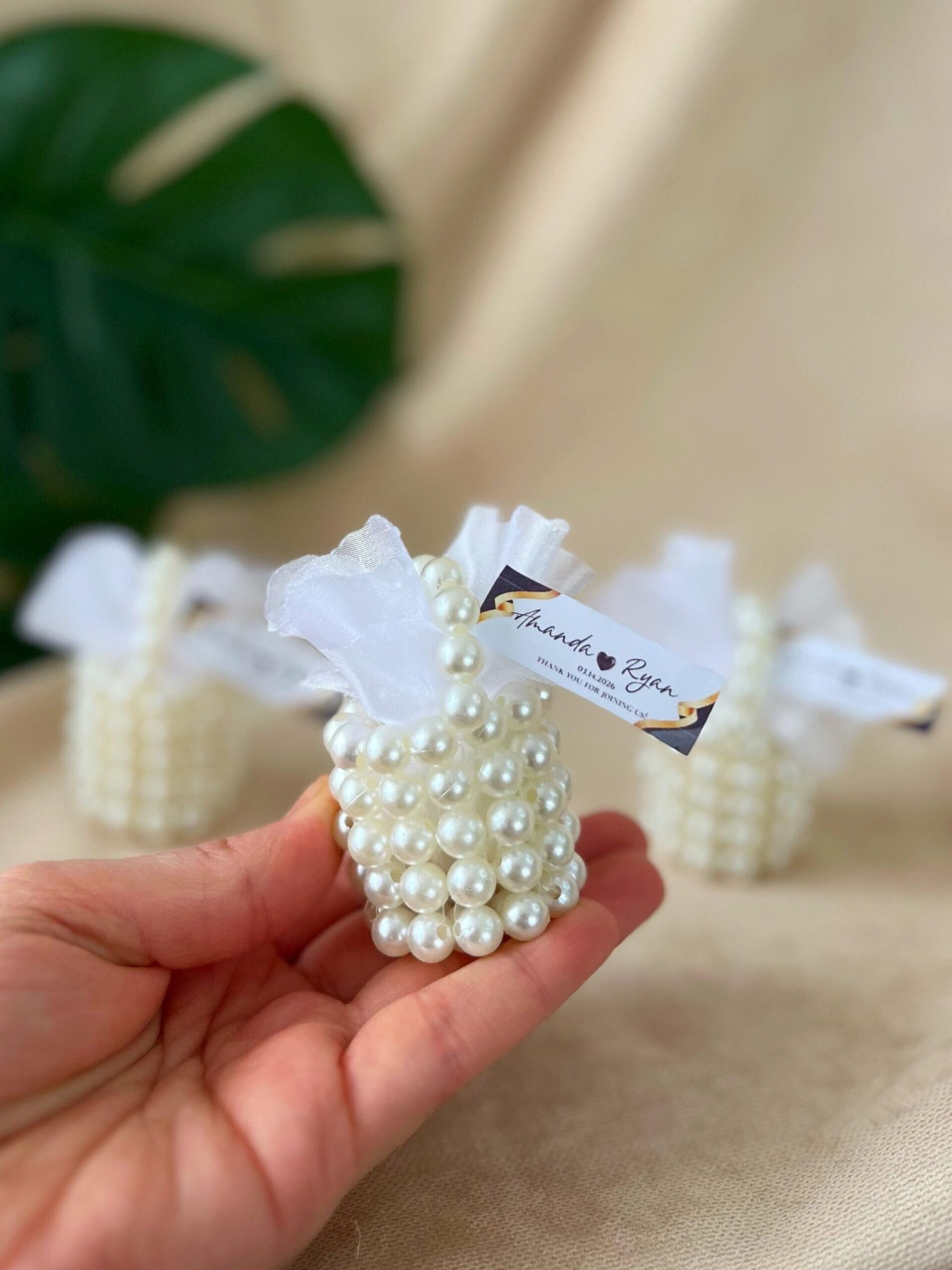 Alternative view of Personalized Mini Pearl Wedding Favor – Almond Candy, Elegant Bridal Shower Gift