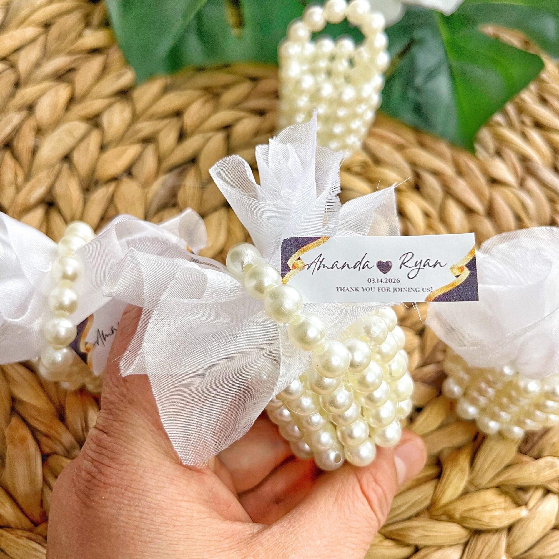 Personalized Mini Pearl Wedding Favor – Almond Candy, Elegant Bridal Shower Gift