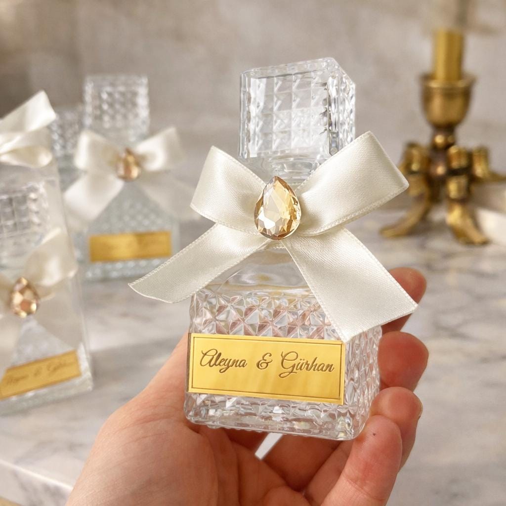 Alternative view of Crystal Perfume Bottle Bulk Wedding Favor • Personalized Bridal Shower Favors