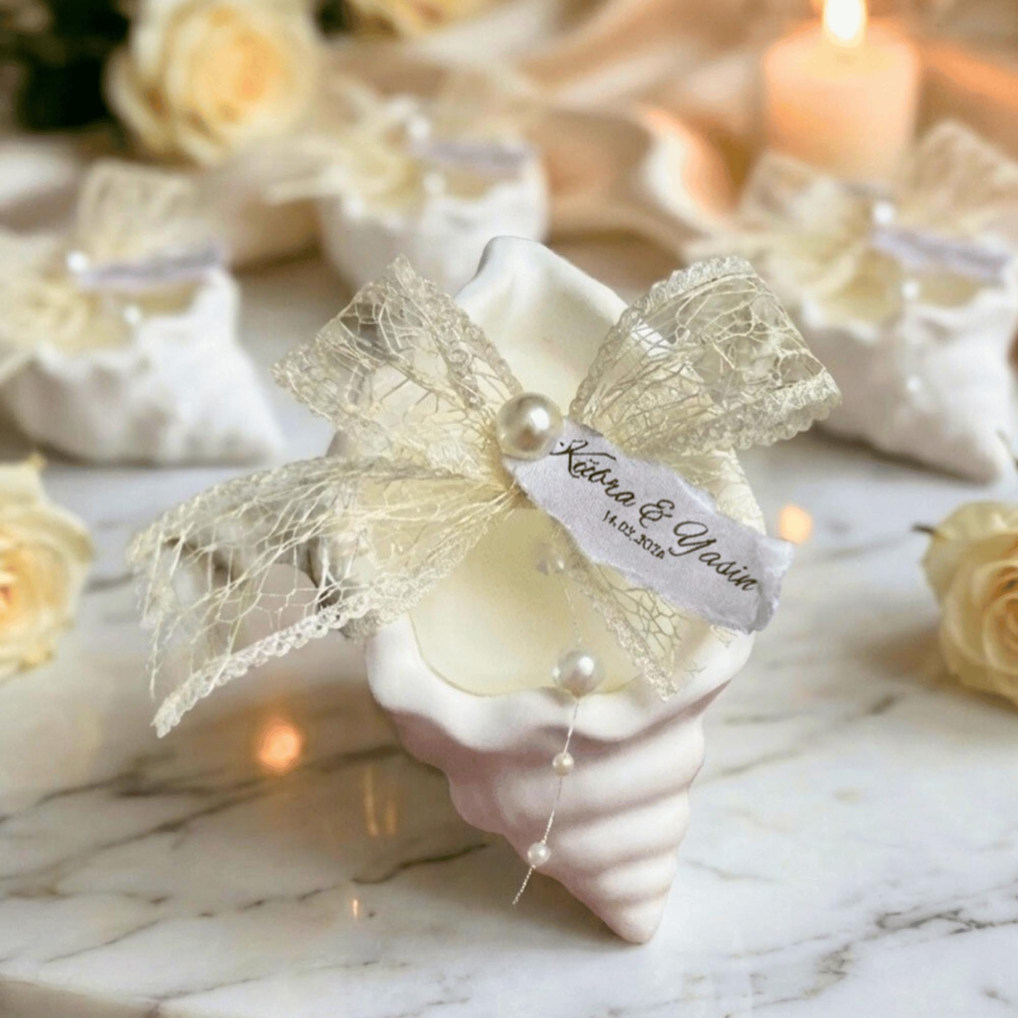 Personalized Sea Shell Candle Favors, Coastal Wedding Gift, Bridal Shower favors, Beach Party Decor - Image 9