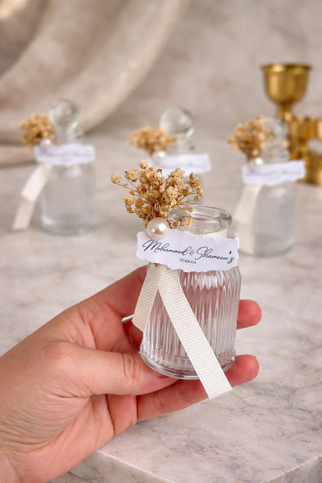 Alternative view of Personalized Mini Wedding Glass Bottle Favors, Bulk Wedding Gifts for Brides, Nikkah Favor