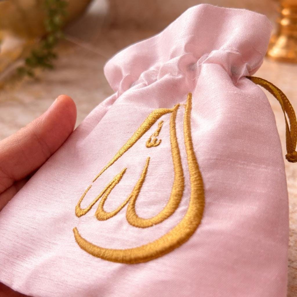 Islamic Wedding Favor Tasbih Set, Gold Allah Embroidered Pouch, Nikah Gift Guests - Image 10