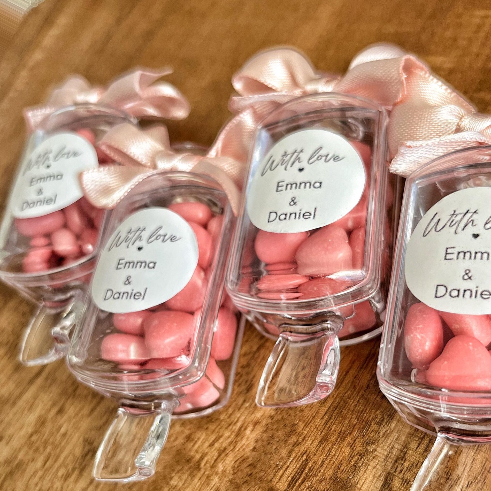 Alternative view of Personalized Pink Heart Candy Favors, Acrylic Candy Box, Baby Shower Wedding Guest Gifts