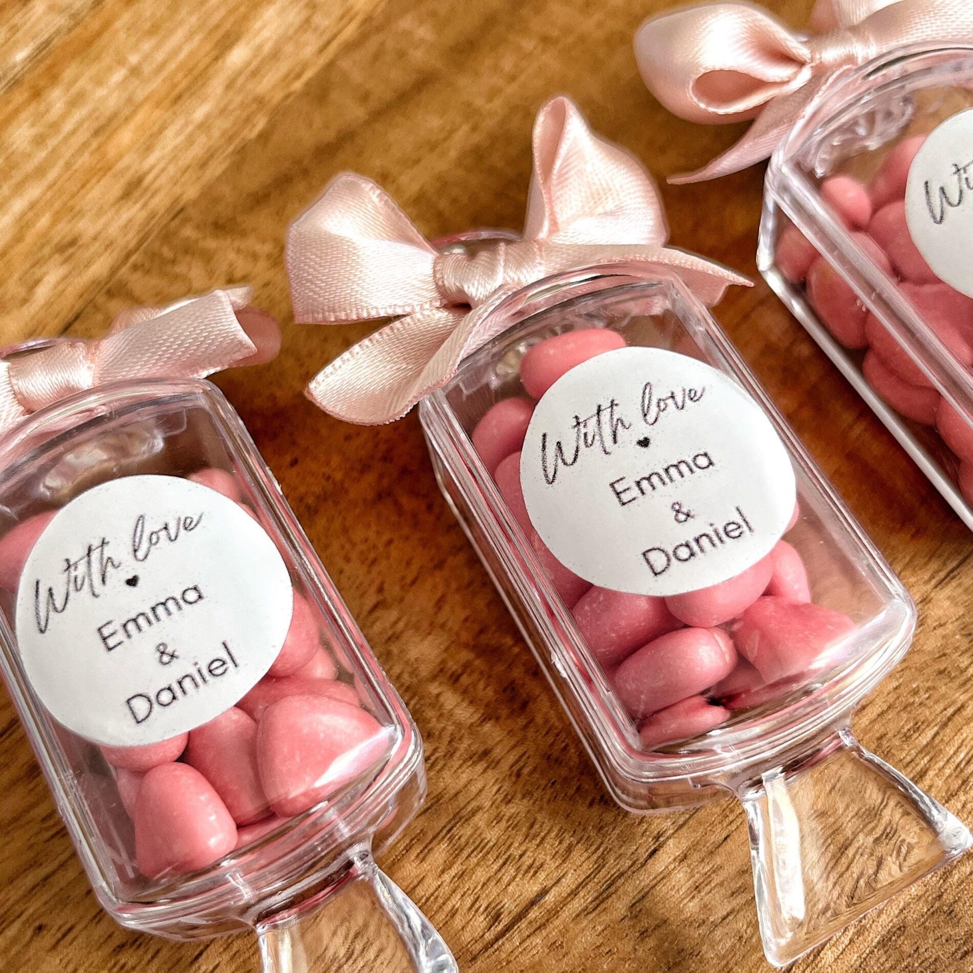 Personalized Pink Heart Candy Favors, Acrylic Candy Box, Baby Shower Wedding Guest Gifts