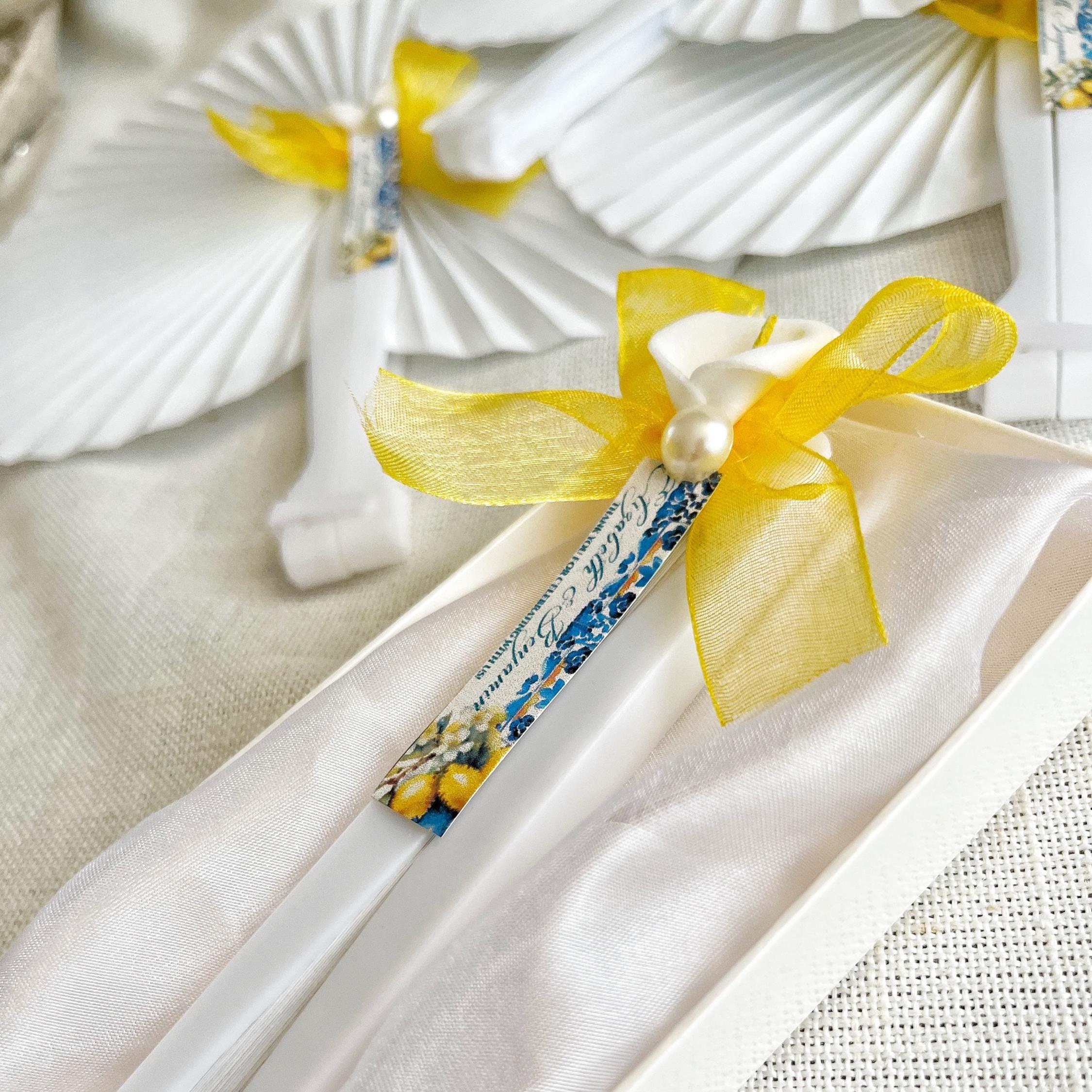Personalized Amalfi Wedding Fans, White Folding Fans for Guests, Citrus Theme Bridal Shower Gift - Image 10