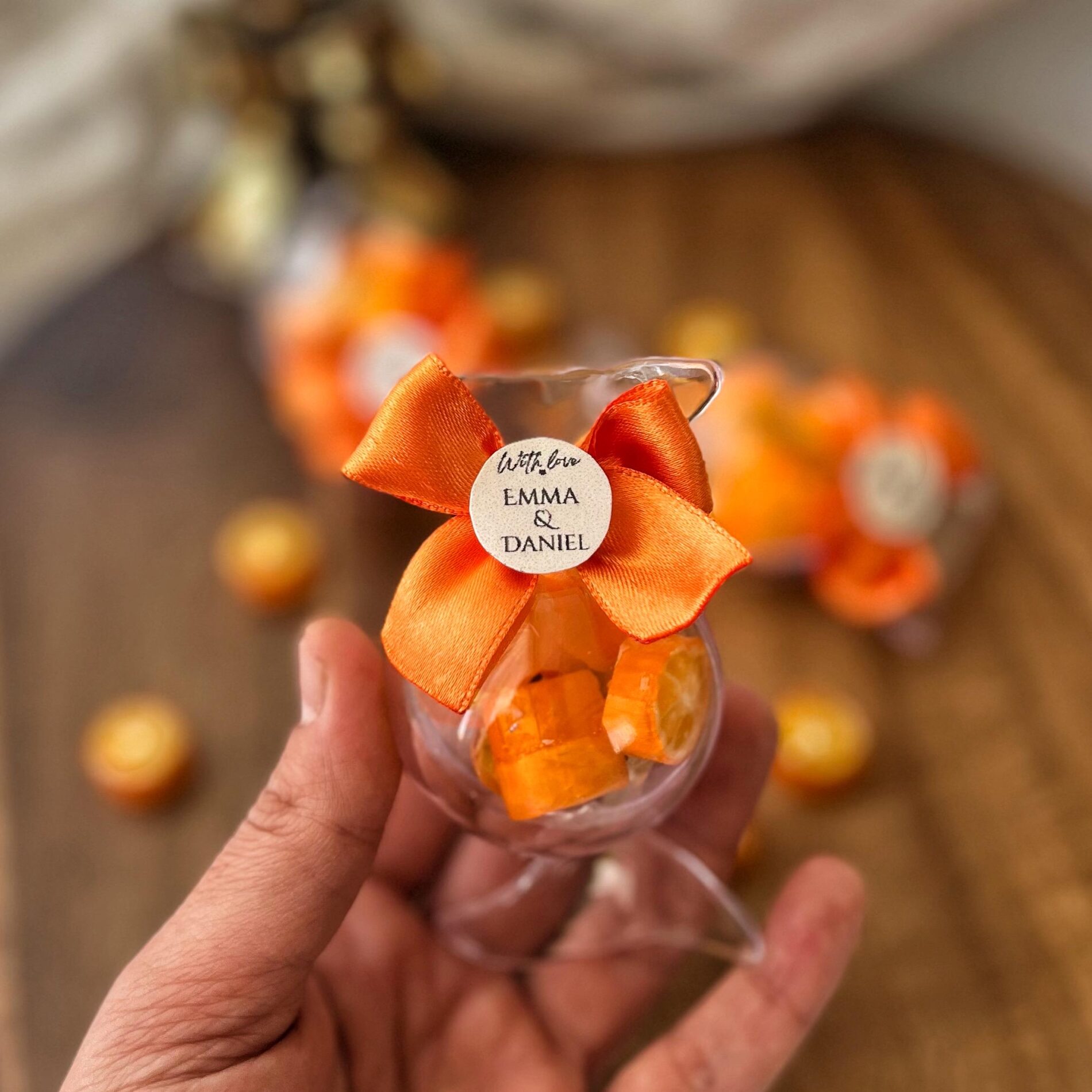 Alternative view of Personalized Orange Candy Favors, Citrus Wedding Acrylic Boxes, Summer Party Gift
