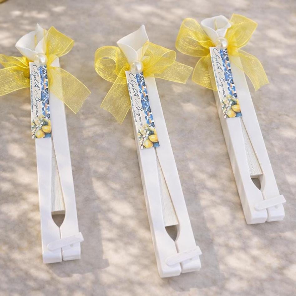 Personalized Amalfi Wedding Fans, White Folding Fans for Guests, Citrus Theme Bridal Shower Gift - Image 6