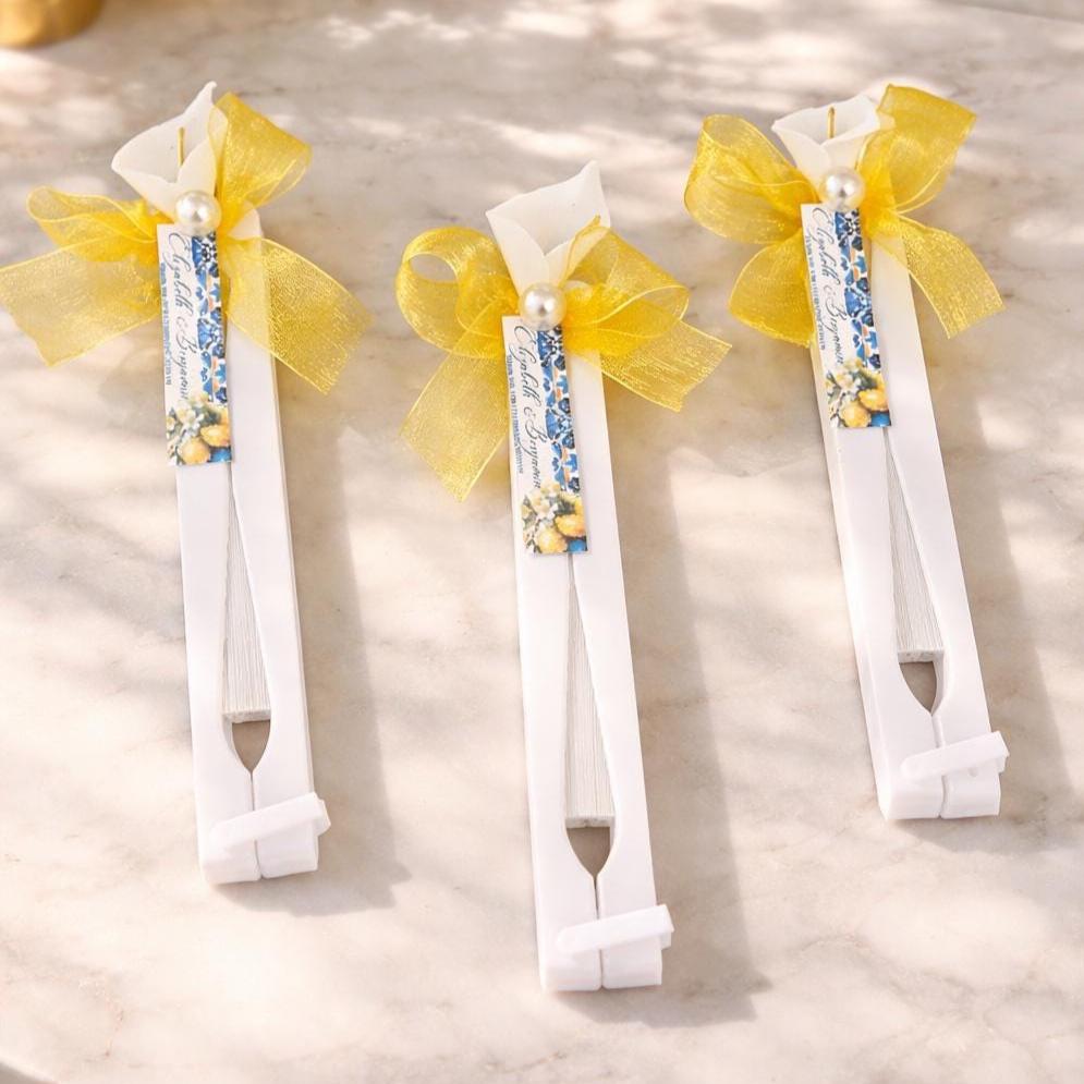 Personalized Amalfi Wedding Fans, White Folding Fans for Guests, Citrus Theme Bridal Shower Gift - Image 8