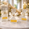 Luxury glass bottle wedding favors with gold ribbon personalized handmade gift