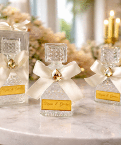 Luxury glass bottle wedding favors with gold ribbon personalized handmade gift
